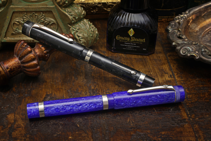Conway Stewart Marlborough Sapphire Blue and Graphite Fountain Pens