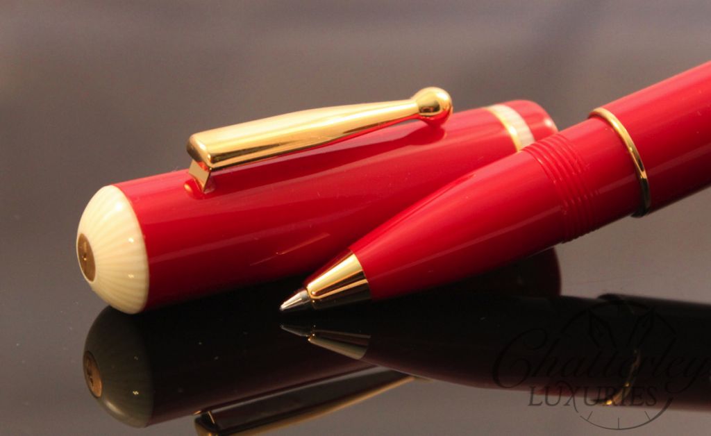 Delta Via Veneto Red with Gold Rollerball Pen