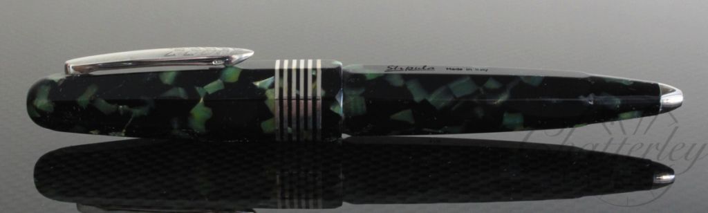 Stipula Black and Green Celluloid Faceted Etruria Ballpoint Pen