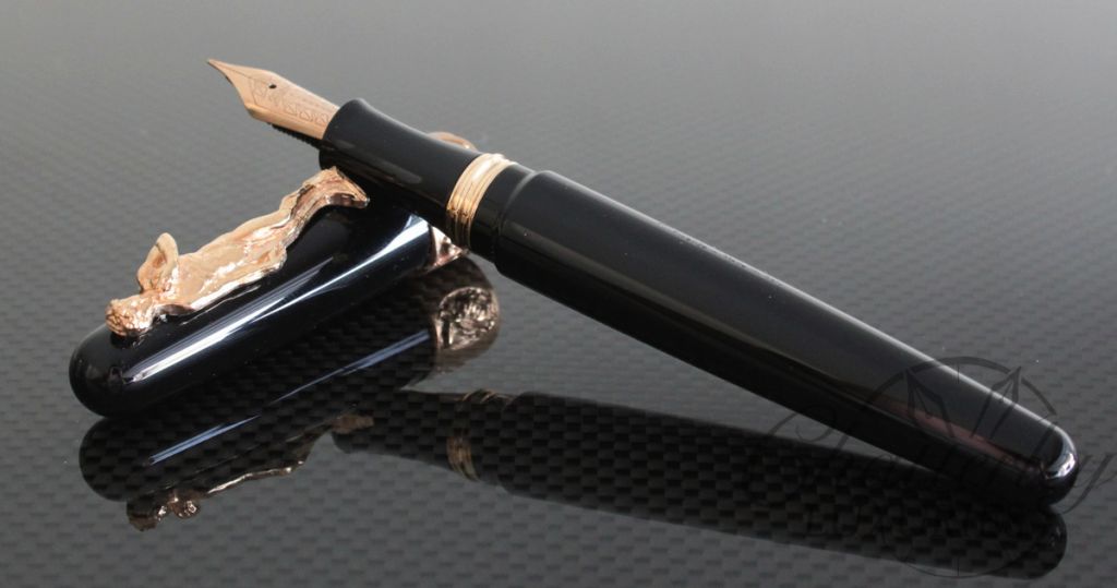 Stipula David Rose Gold Trim on Black Pen