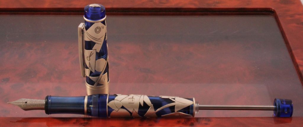 Stipula Matte Silver Skeleton Blue Resin Kandinsky Fountain Pen