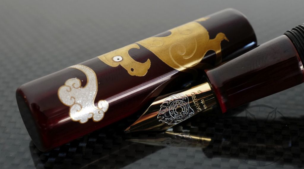 Danitrio Maki-e Dragon and Flower Tame-nuri on Hakkaku (Octogon) Fountain Pen