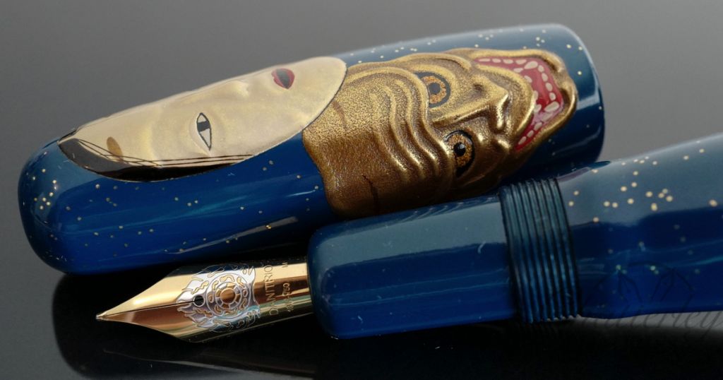 Danitrio Urushi Maki-e Noh Mask "All Emotions" on Hyotan Fountain Pen
