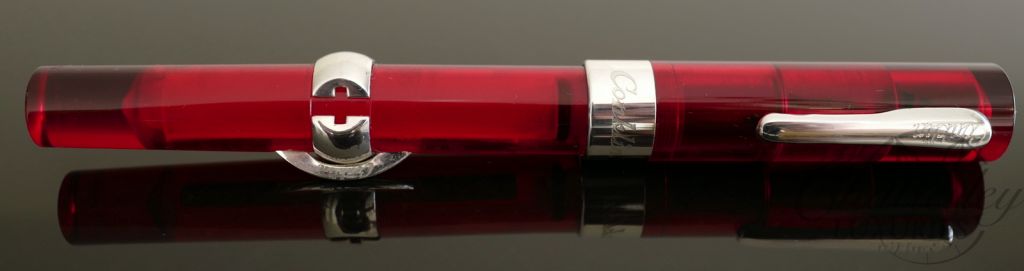 Conklin Mark Twain Red Demonstrator Crescent Filler Fountain Pen-Sterling Silver Trim