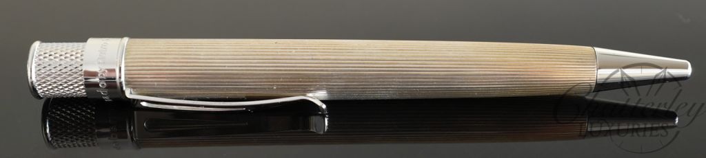 Retro 1951 Sterling Silver Tornado Line Cut Ballpoint Pen