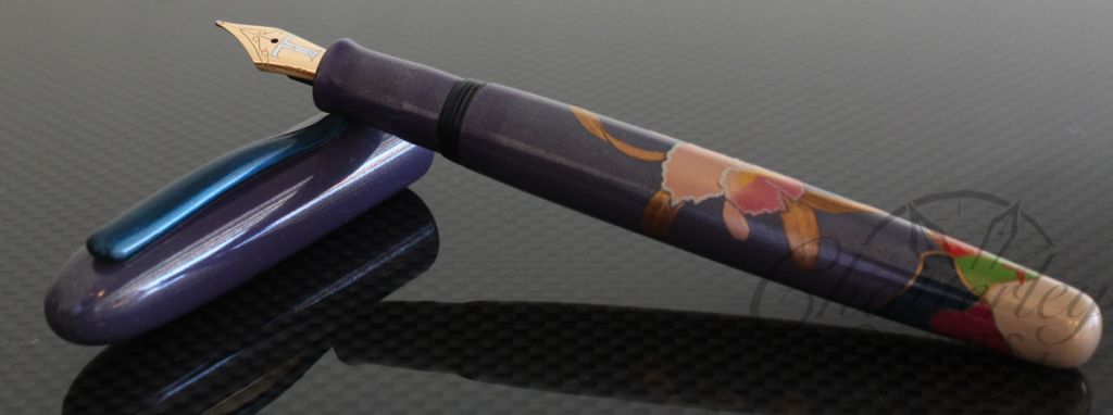Danitrio Maki-e Urushi Sumireiro Cattleya Fountain Pen with Painted Clip