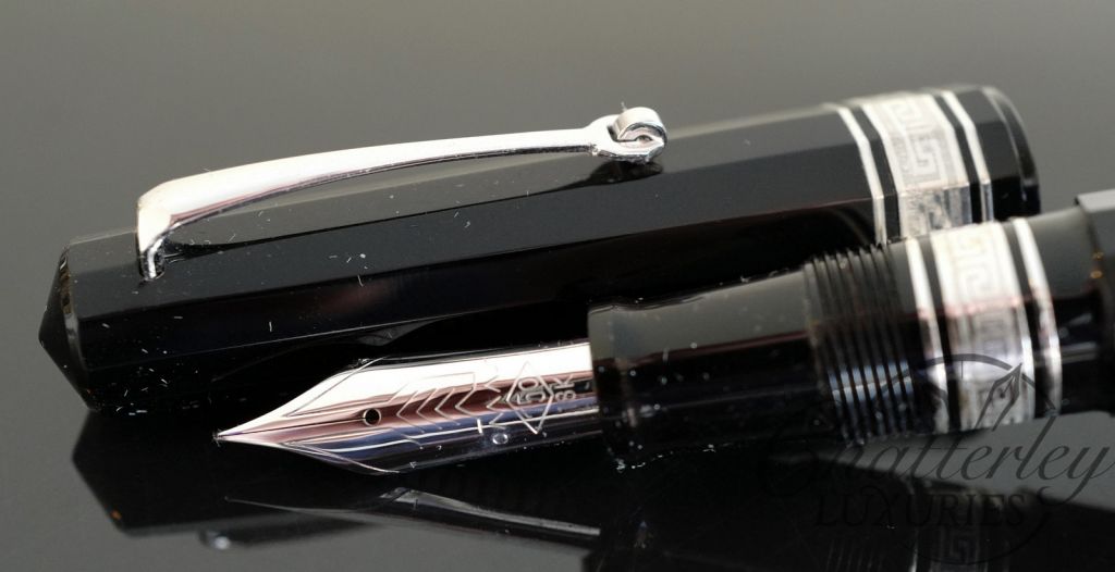 Omas Old Style Paragon Black Piston Fountain Pen with HT trim