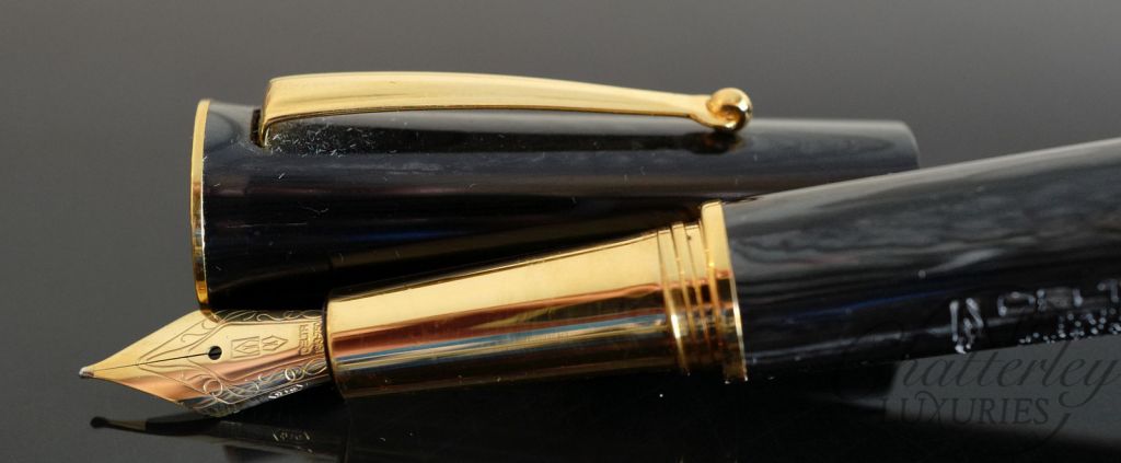 Delta Papillon Diamond Black Celluloid Fountain Pen