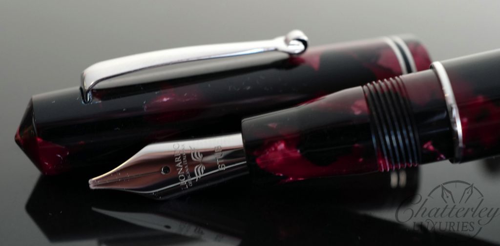 Leonardo MomentoZero Red Fire Fountain Pen - Rhodium Trim
