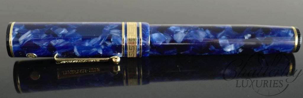 Wahl Eversharp DECOBAND Gold Seal Oversized Collection Lapis Blue Marble Gold Trim Fountain Pen - Image 4