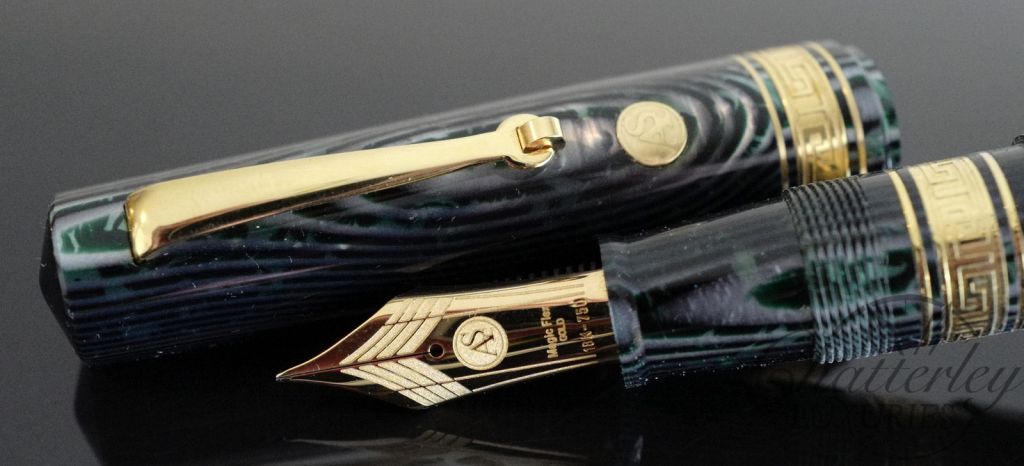 Armando Simoni Club Bologna Extra Arco Green (partial Spina) Celluloid Fountain Pen