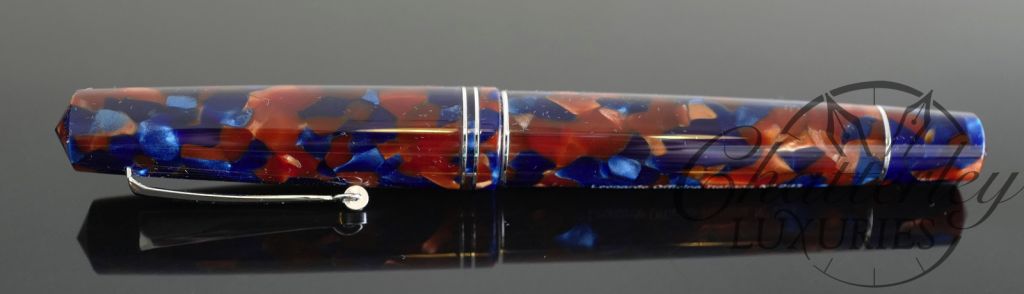 Closeout - Leonardo MomentoZero Pietra Marina Fountain Pen - Rhodium Trim - Image 2