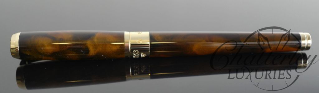Closeout - ST Dupont Atelier Line D Mid-Sized Brown Lacquer Fountain Pen - Yellow Gold Trim - Image 3