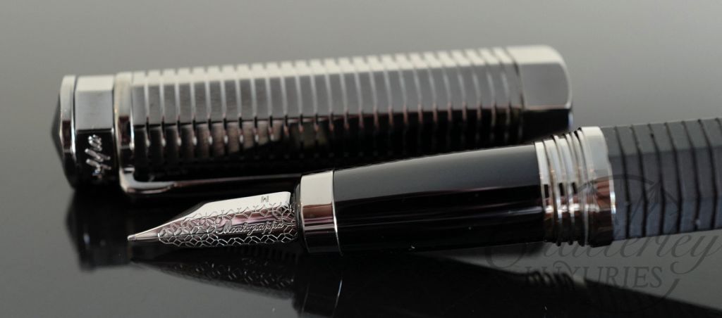 Closeout-Montegrappa NeroUno Linea Duetto Matte Black/Ruthenium Fountain Pen