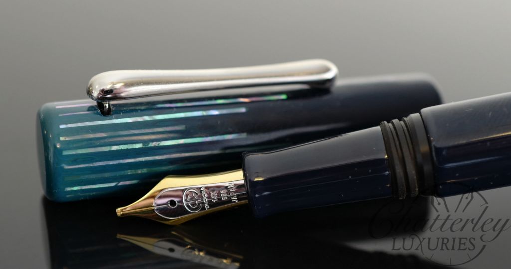 Taccia Limited Edition Reserve Polar Lights in Cerulean Blue Fountain Pen Silver Trim