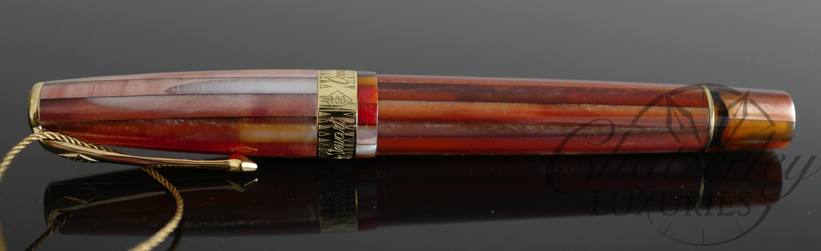 Conway Stewart Model 100 Blood Orange Spaghetti Limited Edition Fountain Pen W/18k nib - Image 2