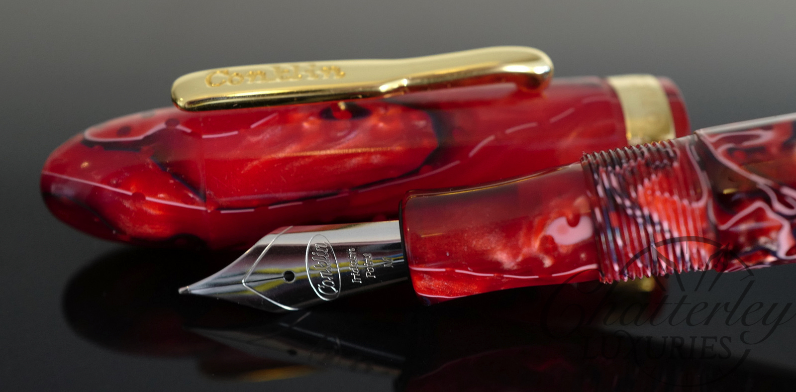 Conklin Nozac Scarlet Red Stripe Fountain Pen