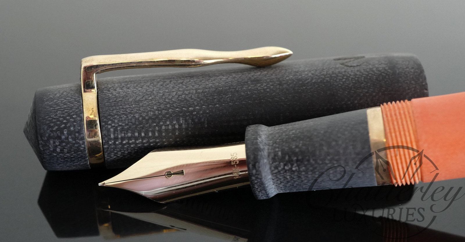 Newton for Chatterley Knickerbocker 139 Oversized in G10 Orange/Black Limited Edition Fountain Pen