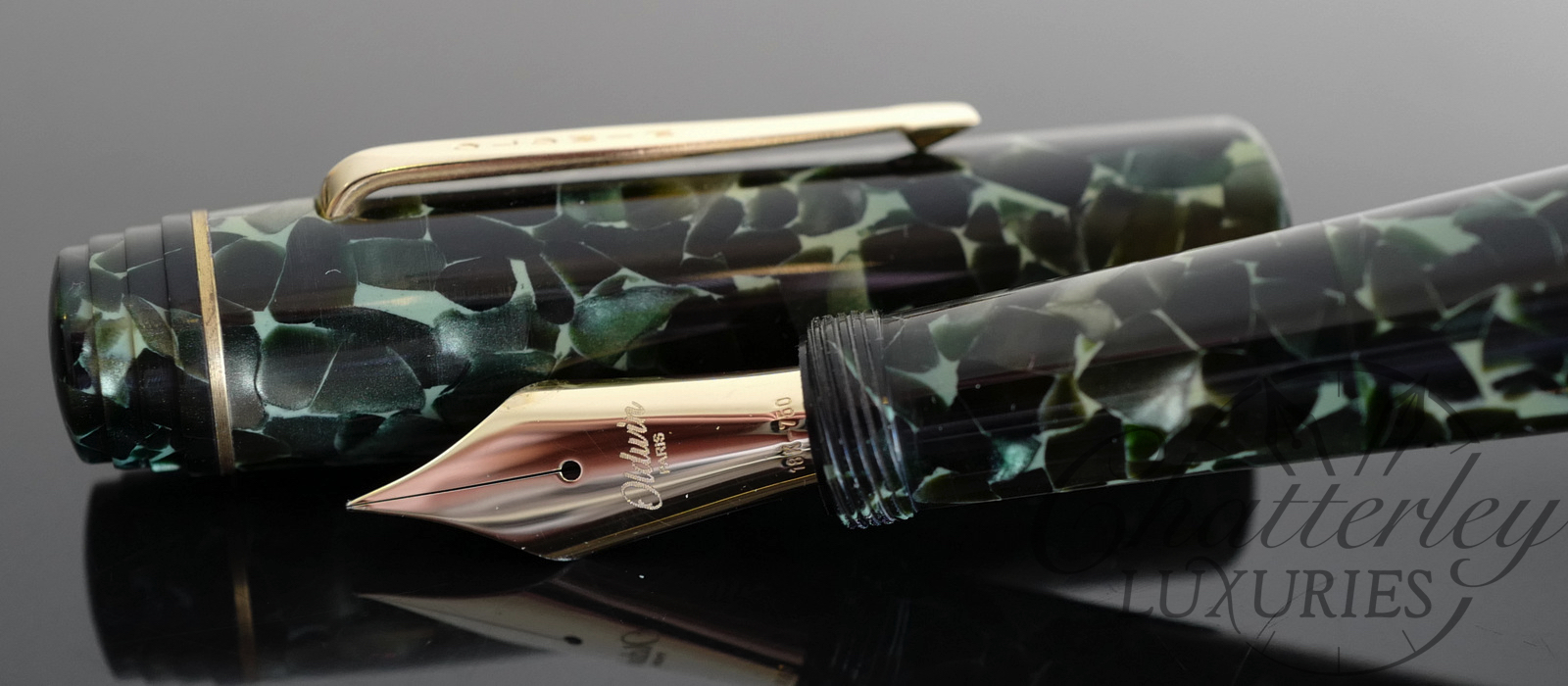 Oldwin Arte Deco Fountain Pen in Conway Stewart Green