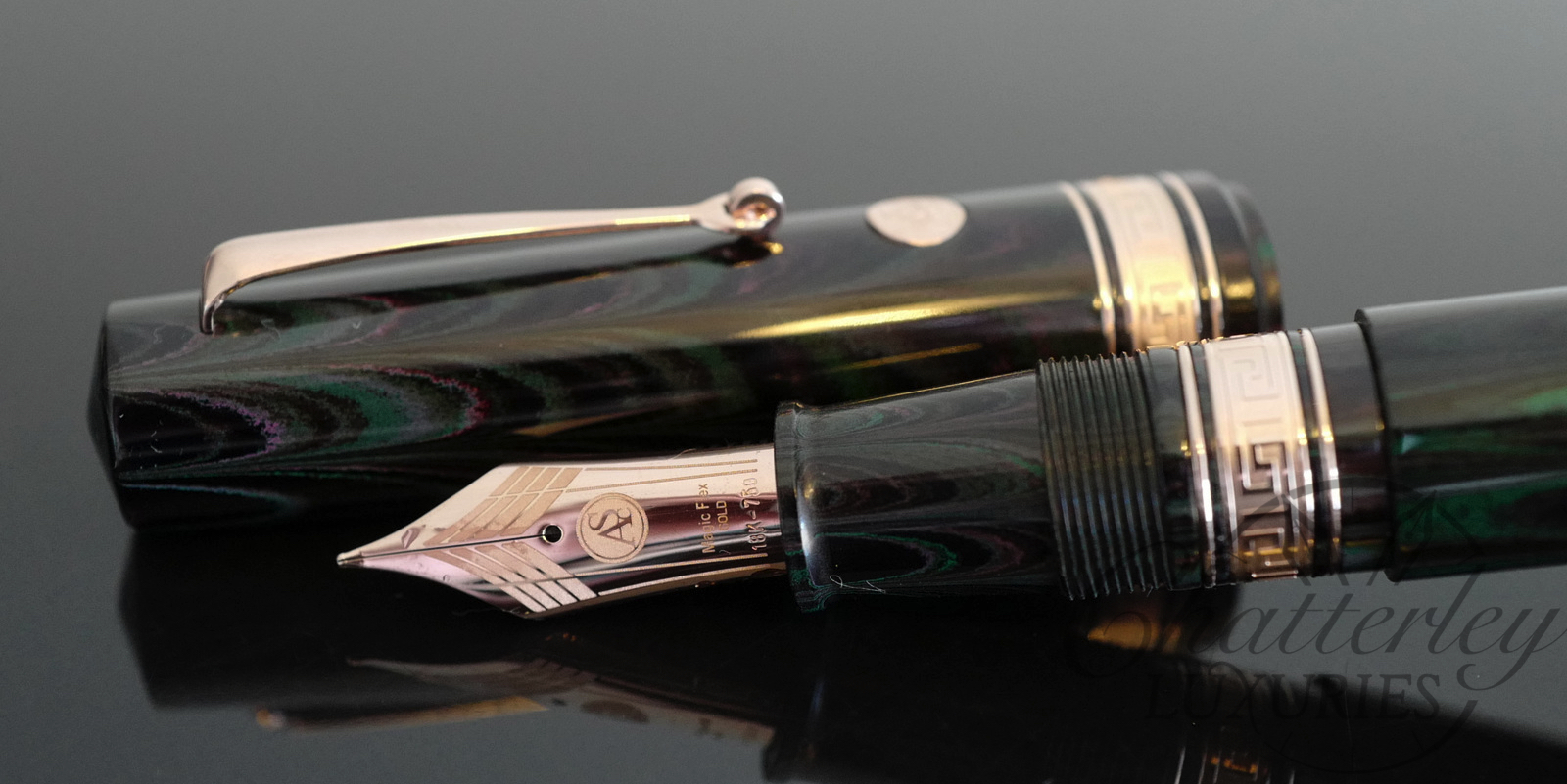 Chatterley/Armando Simoni Club "Aurora Borealis" Oversized Bologna Ebonite Fountain Pen