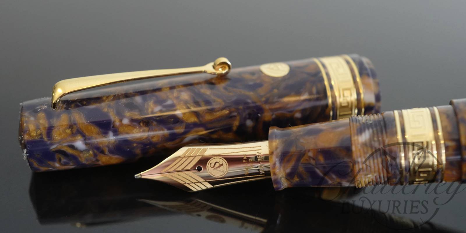 Armando Simoni Club Oversized Bologna Blue Saffron Celluloid Fountain Pen