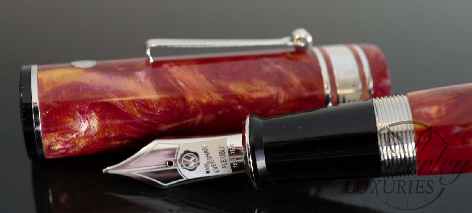Wahl Eversharp DECOBAND Gold Seal Oversized Collection Cosmos II Limited Production Fountain Pen - Rhodium Trim