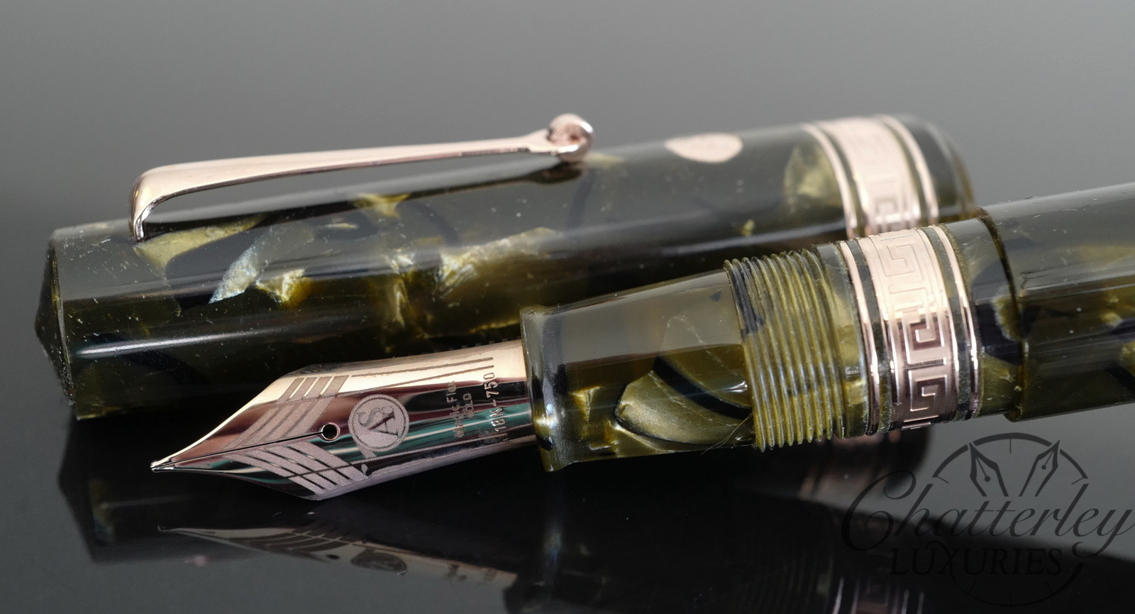 Armando Simoni Club Oversized Bologna Saft Green Celluloid Fountain Pen