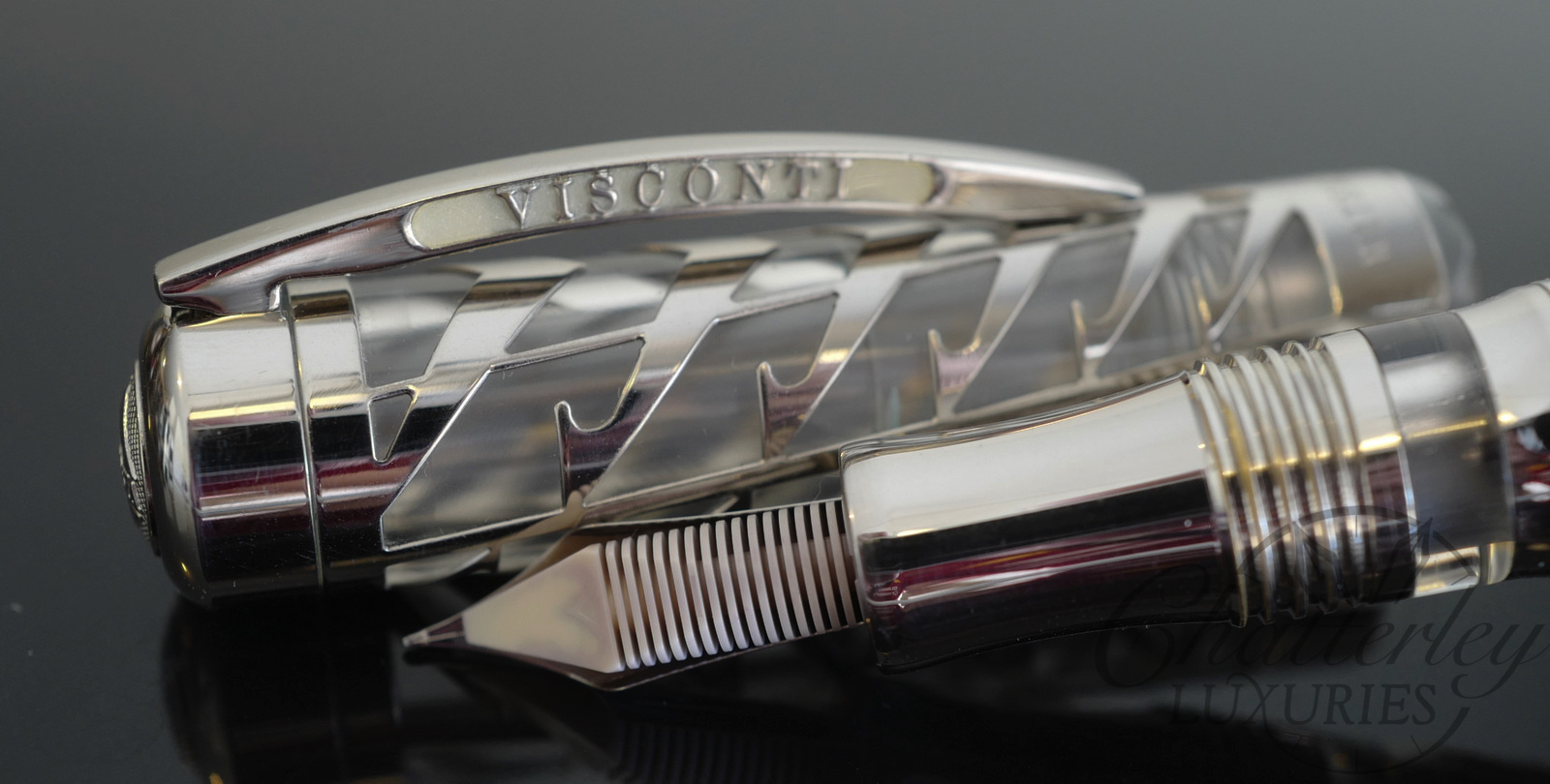 Visconti Limited Edition Skeleton Silver Moon Fountain Pen - Image 3
