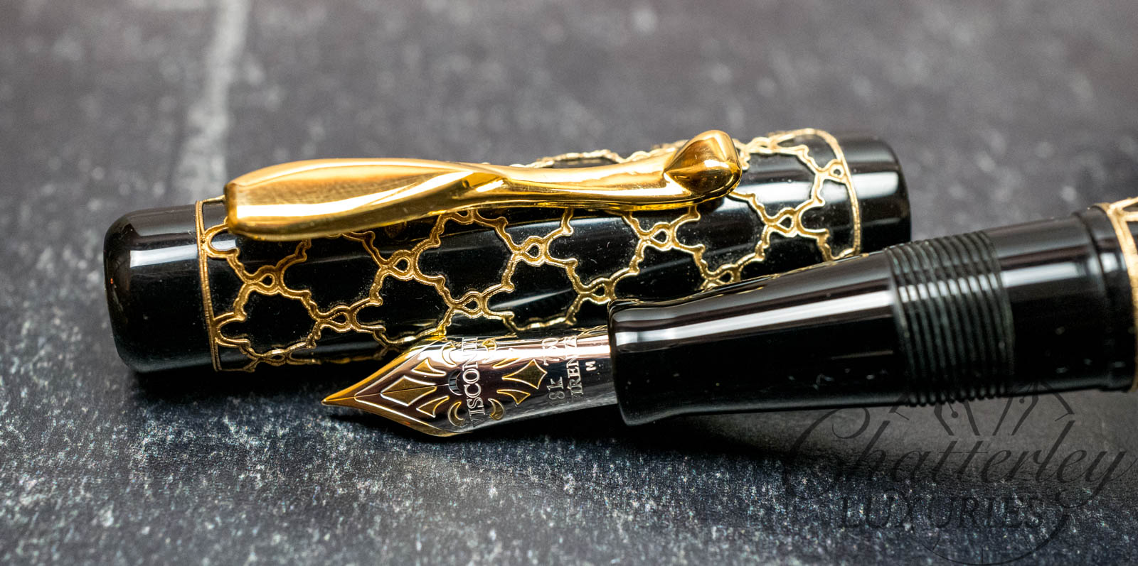 Visconti Alhambra Black and Solid Gold Limited Edition Fountain Pen
