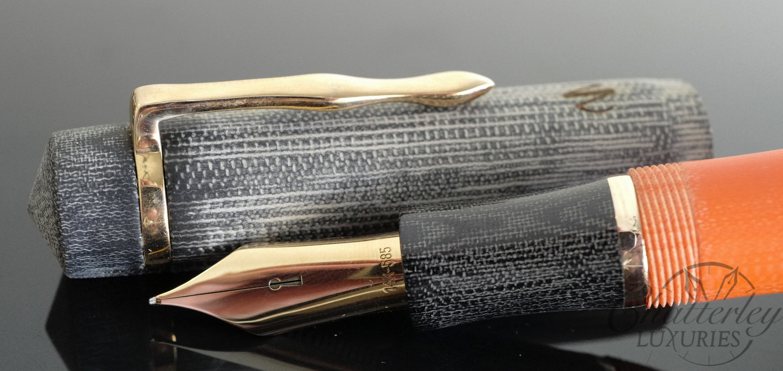 Newton for Chatterley Knickerbocker 139 Oversized in G10/Micarta Orange/Black Limited Edition Fountain Pen