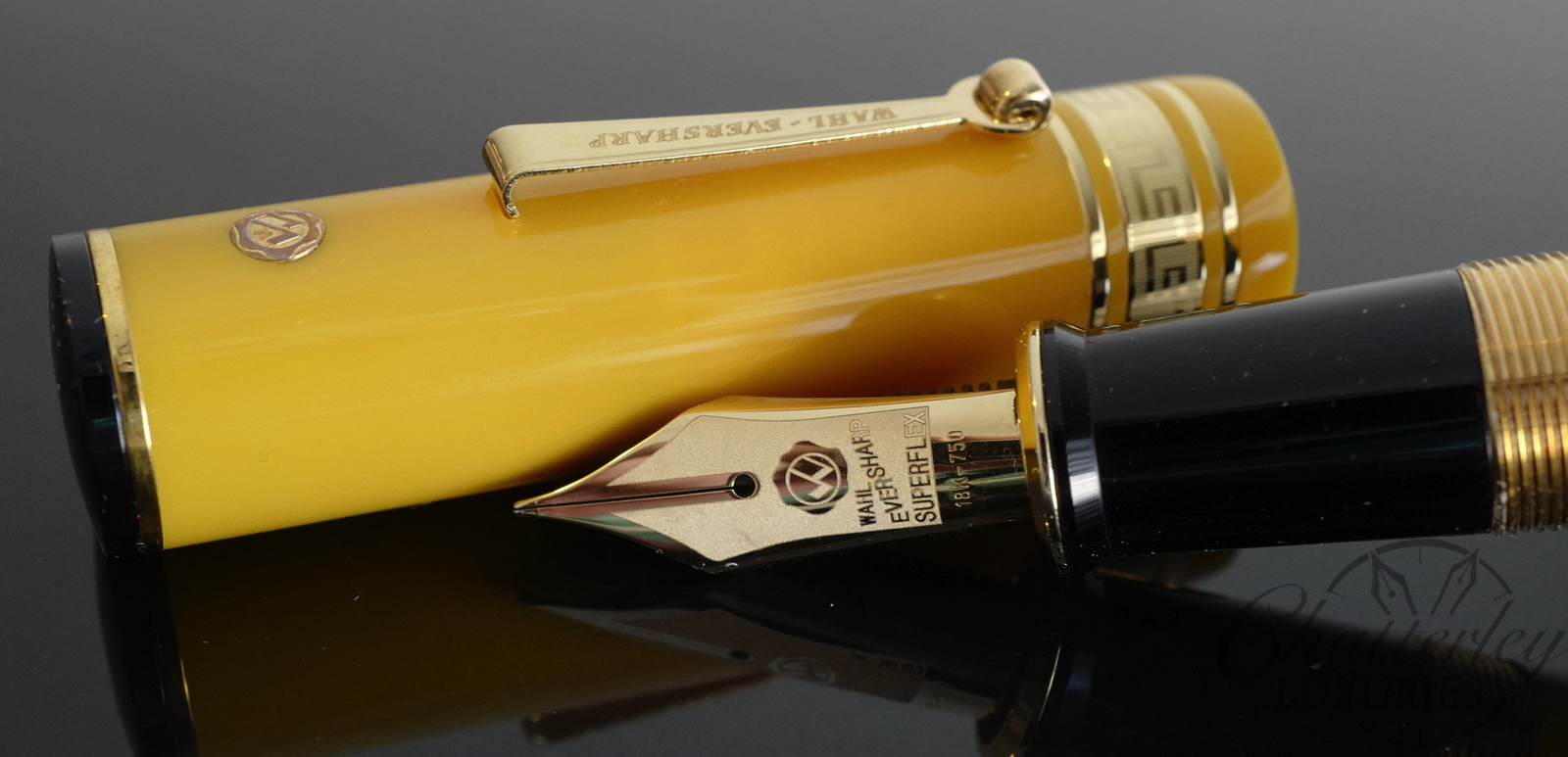 Wahl Eversharp DECOBAND Gold Seal Oversized Collection Mandarin Yellow Fountain Pen - Image 5