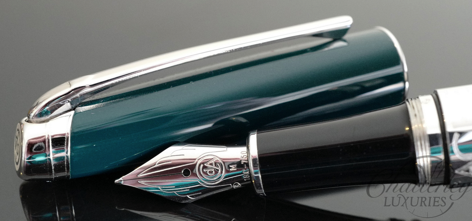 Caran D'ache Leman Green and Chrome Fountain Pen