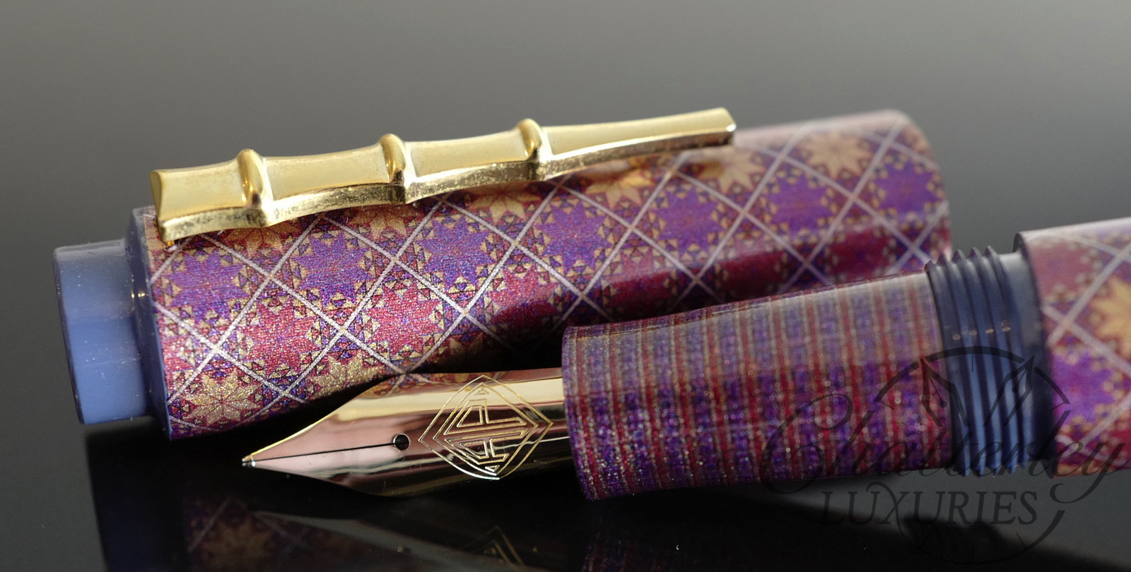 AP Limited Editions "The Apprentice" Sakura Lacquer Art The Mosaics Fountain Pen (Purple and Gold Star)