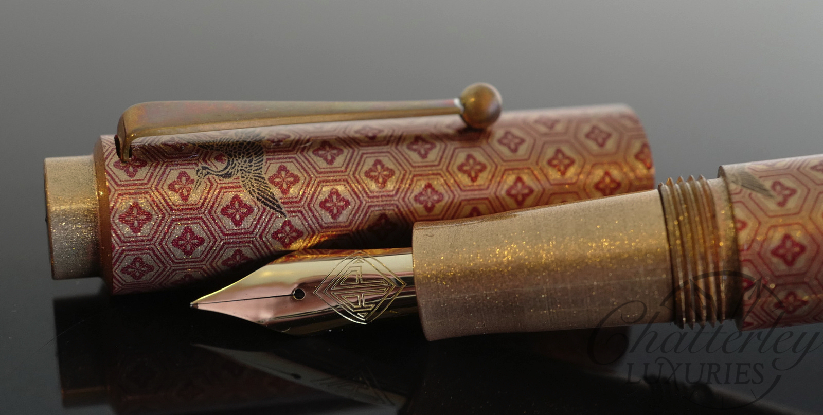 AP Limited Editions "The Apprentice" Sakura Lacquer Art The Mosaics Fountain Pen with painted clip