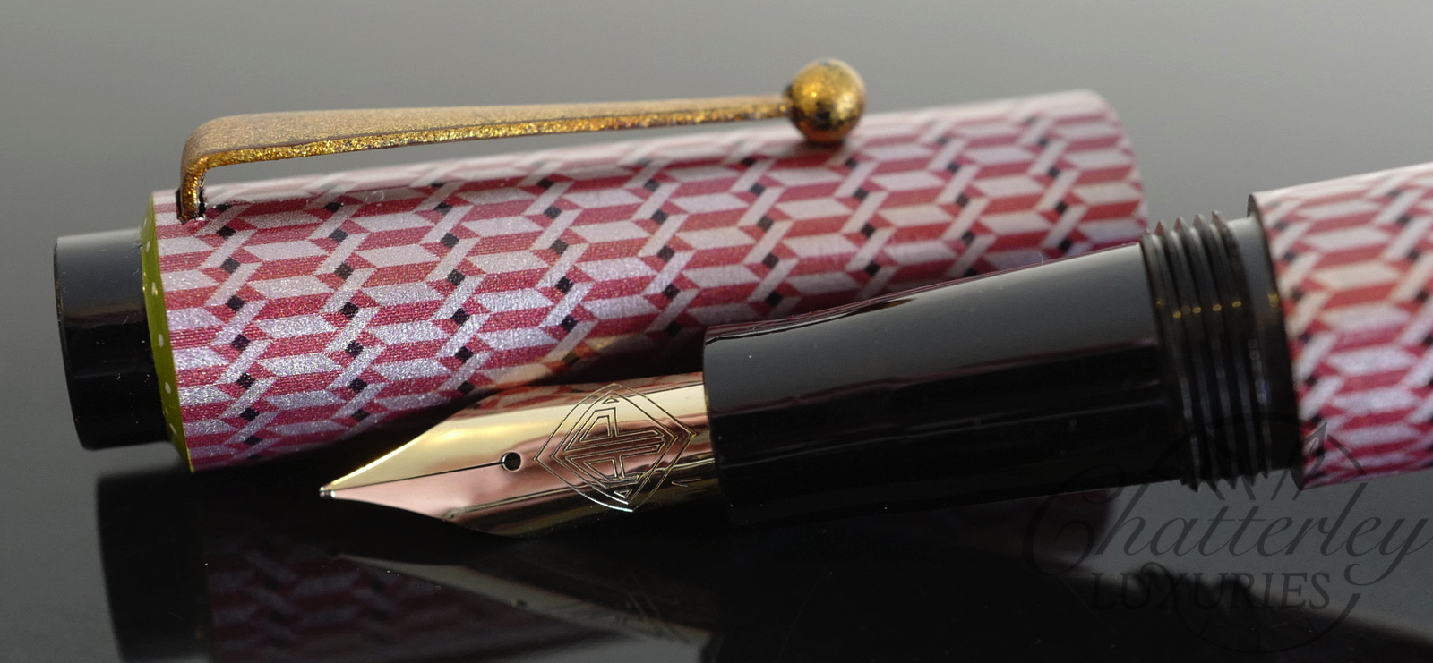 AP Limited Editions "The Apprentice" Sakura Lacquer Art The Mosaics Fountain Pen with painted clip