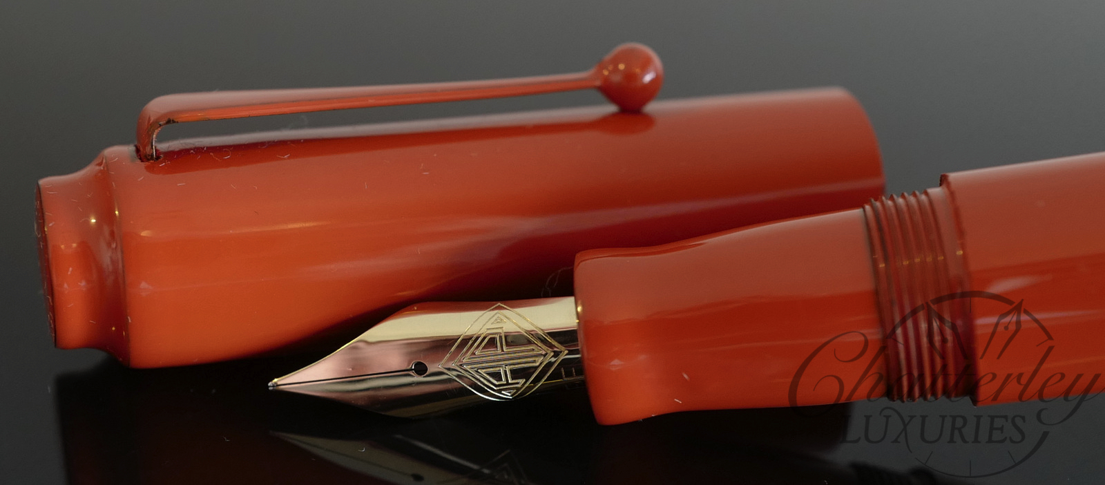 Flash Sale - AP Limited Editions  Urushi Araishu (Orange) Fountain Pen with Painted Clip