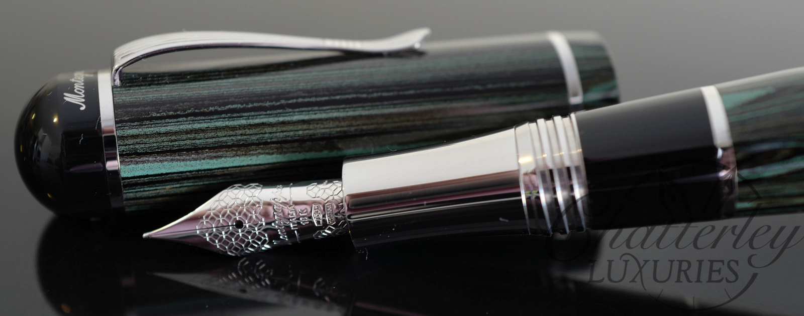 Closeout - Montegrappa Mia Carissima Oversized Ebonite Green Petroleum Limited Edition Fountain Pen