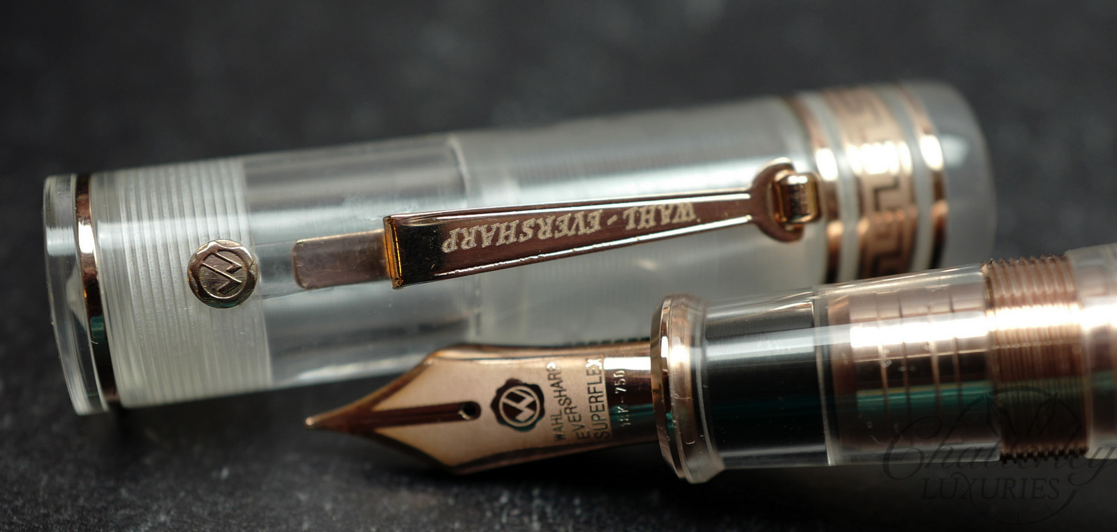 Wahl Eversharp Decoband Gold Seal Oversized Limited Edition Demonstrator Fountain Pen with Rose Gold Trim