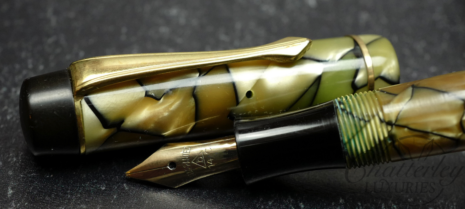 Montblanc Vintage 324 Black and Pearl Celluloid Fountain Pen