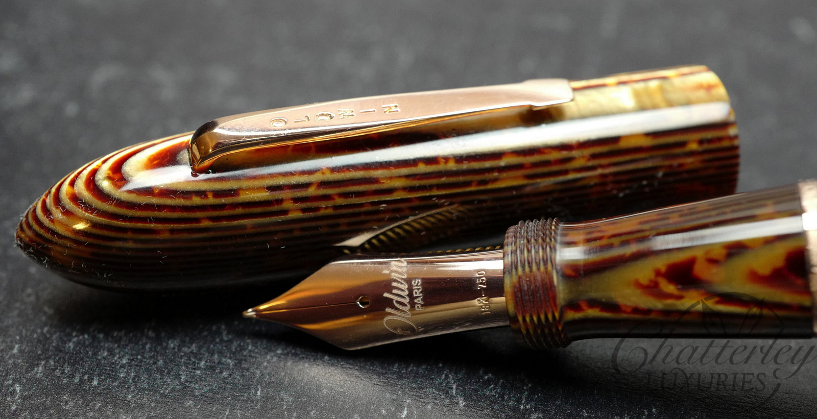 Oldwin Torpedo Brown Arco Celluloid Fountain Pen