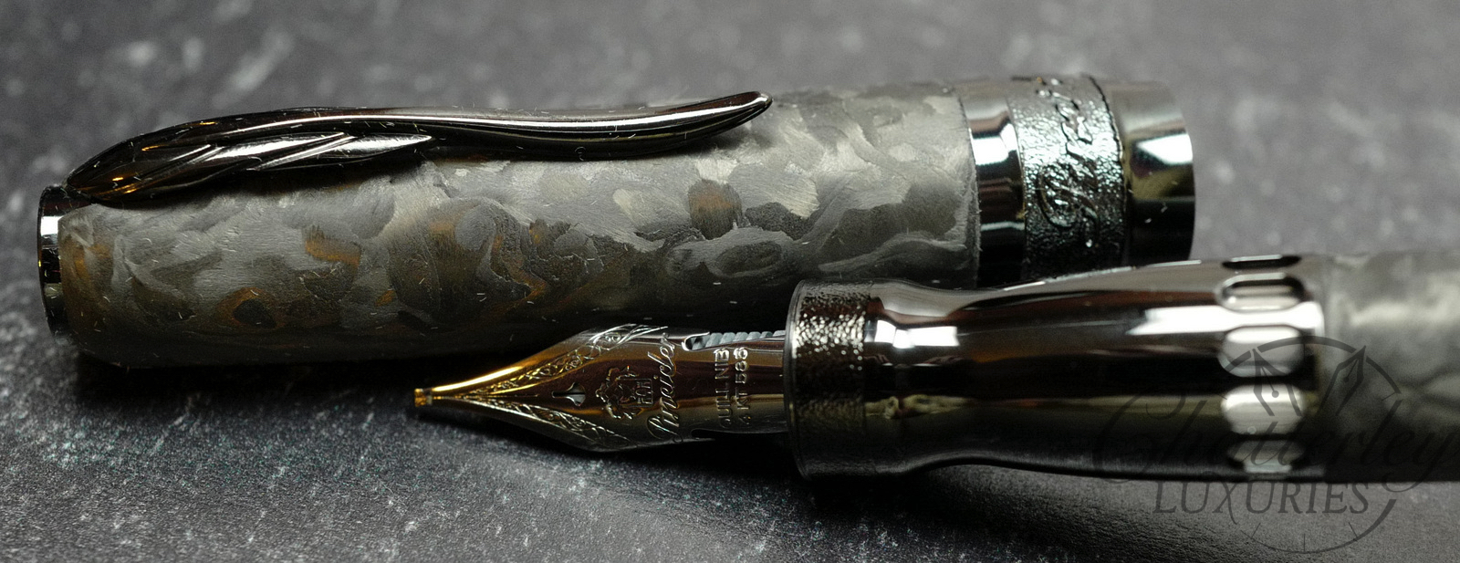 Closeout - Pineider La Grande Bellezza Forged Carbon Limited Edition Fountain Pen With Black Trim