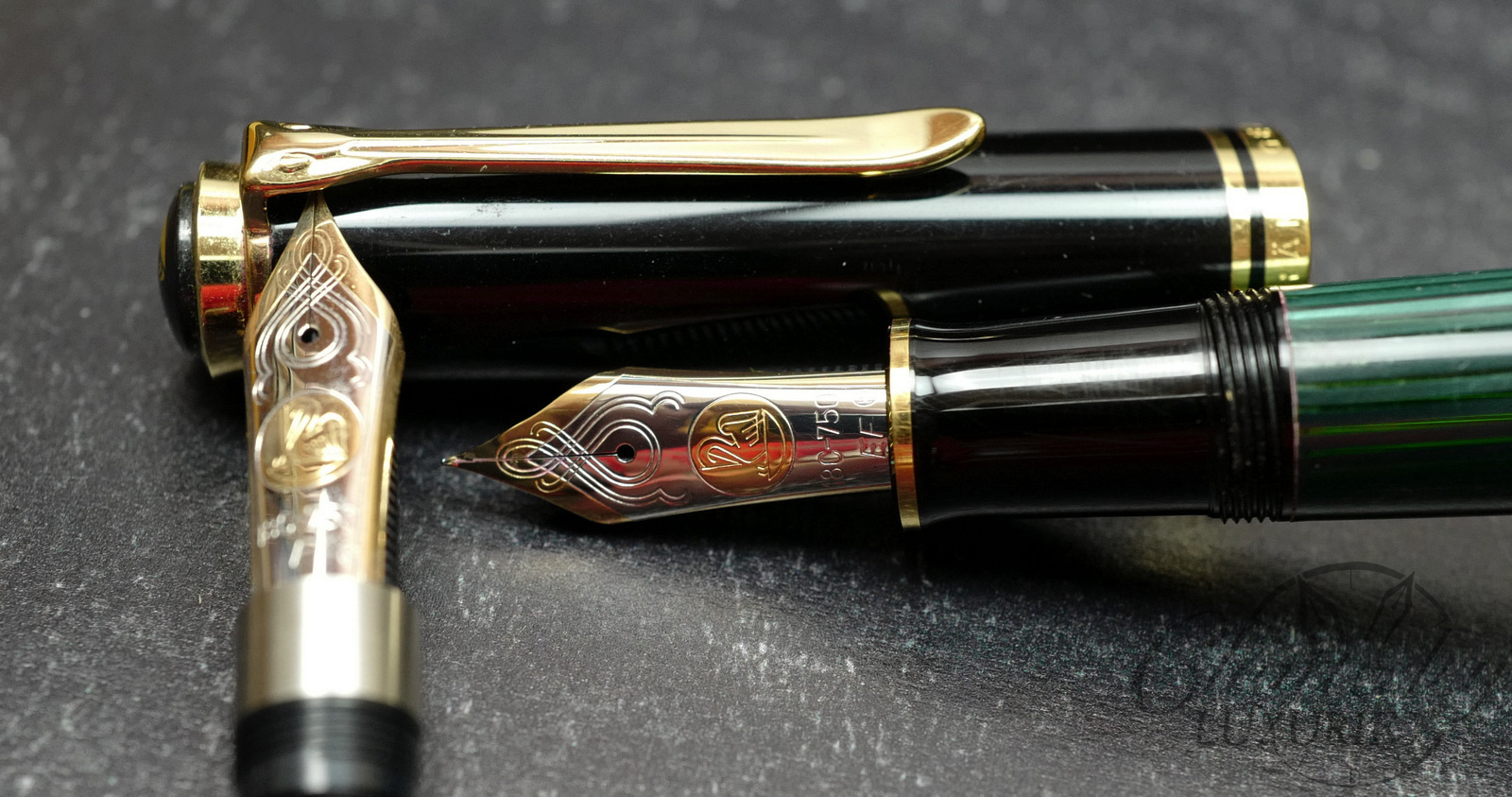 Pelikan Souveran M1000 Green Striated Fountain Pen With Extra nib unit