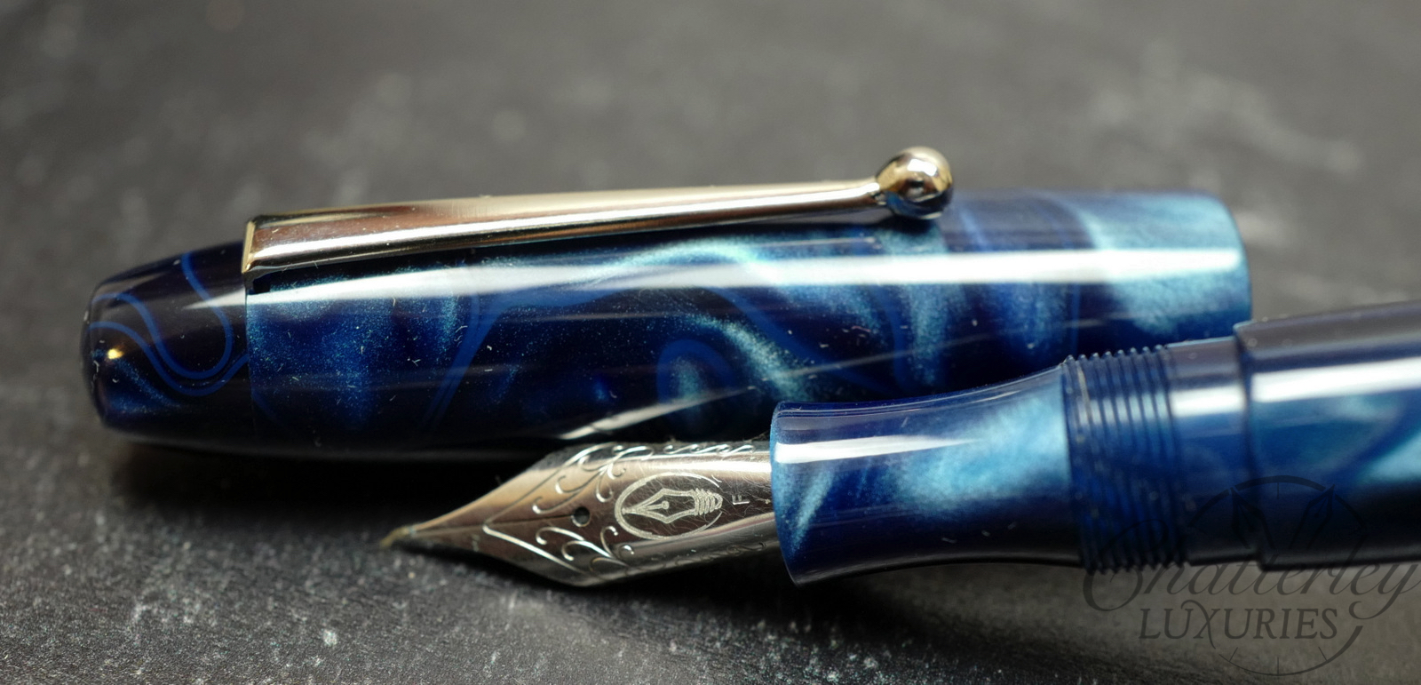 Edison Pens Collier Blue Steel Fountain Pen