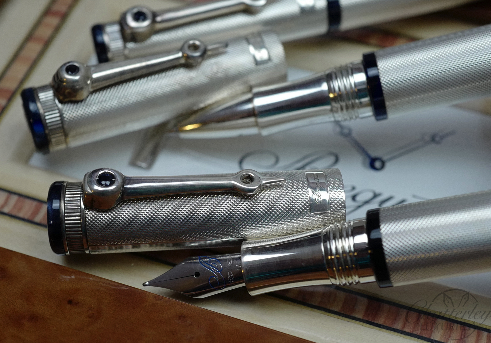 Breguet Sterling Silver Fountain Pen, Rollerball and Ball point set