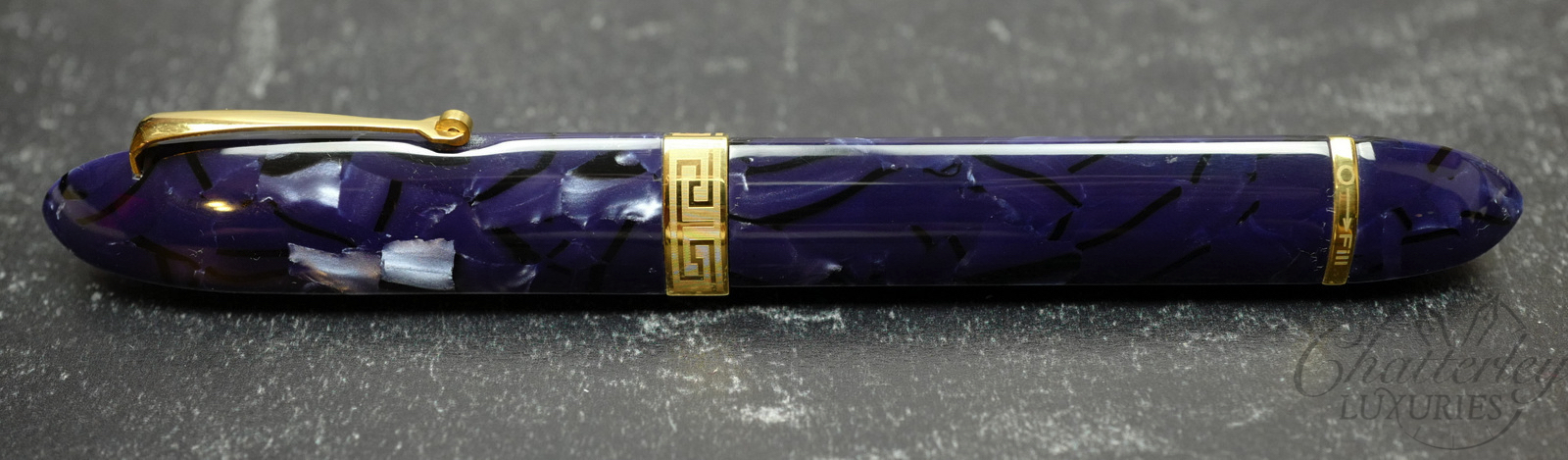 Armando Simoni Club Triangolo Blue La Royale Celluloid Fountain Pen - Gold Trim - Image 2