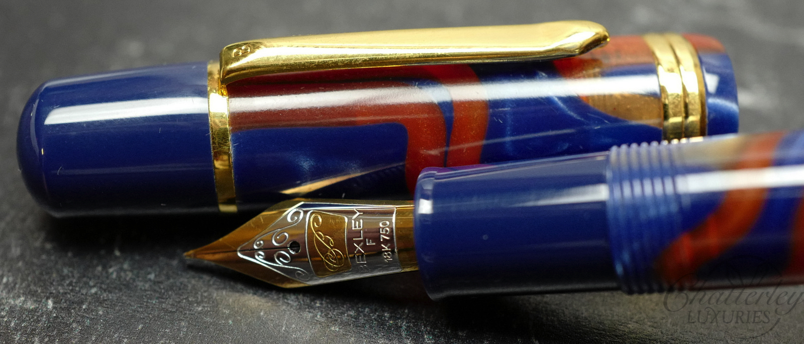 Bexley Blue & Orange Fountain Pen with 18kt nib