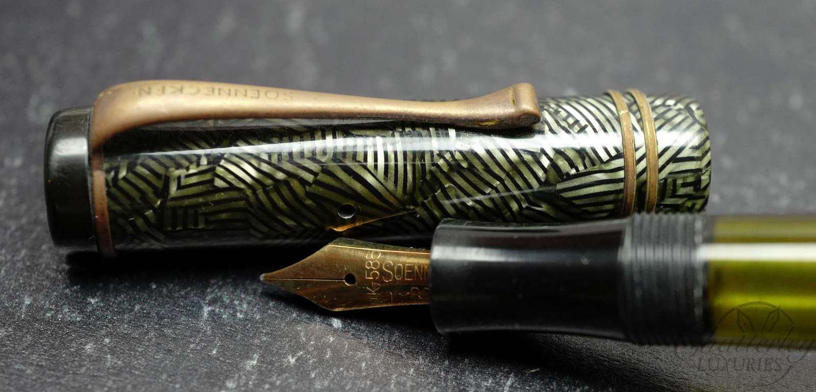 Soennecken 507 Green Candy Stripe Celluloid Fountain Pen