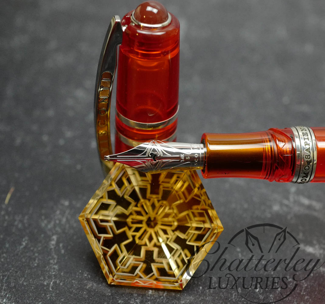Closeout - Visconti Homo Sapiens Demo Stones Fountain Pen - Mandarin Garnet