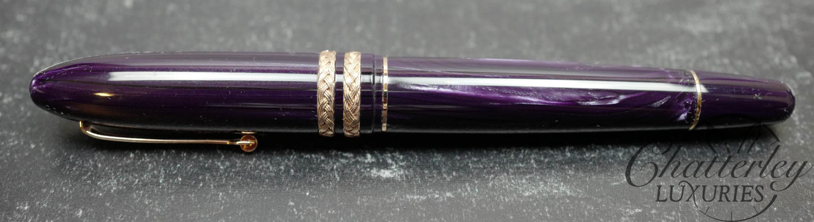 Leonardo for Chatterley Grande Furore "Noble Argon" Purple Celluloid Nitrate Limited Edition Fountain Pen (Rose Trim) - Image 5