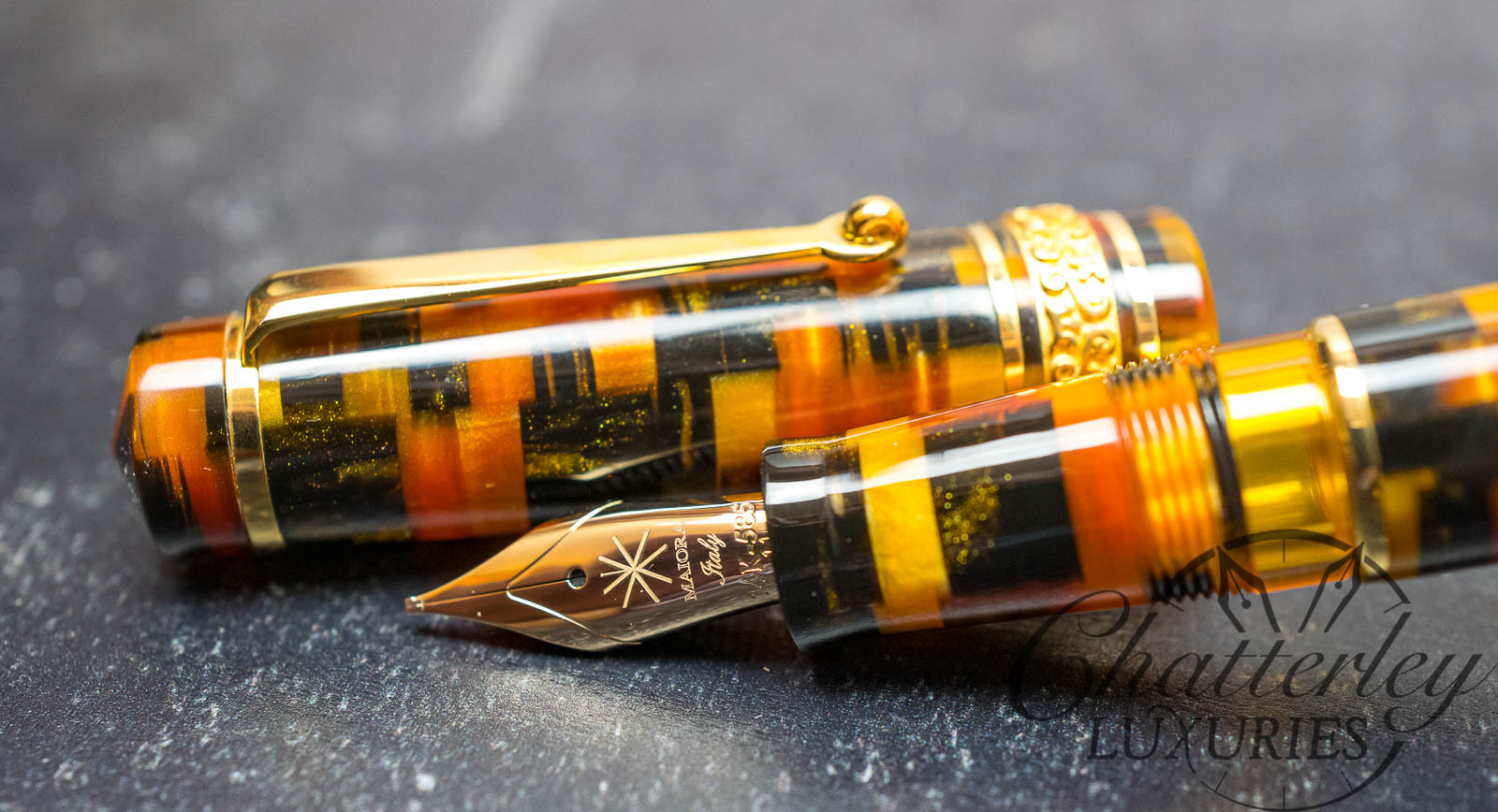Closeout - Maiora Alpha K Oro Arancio Fountain Pen with 14k Nib